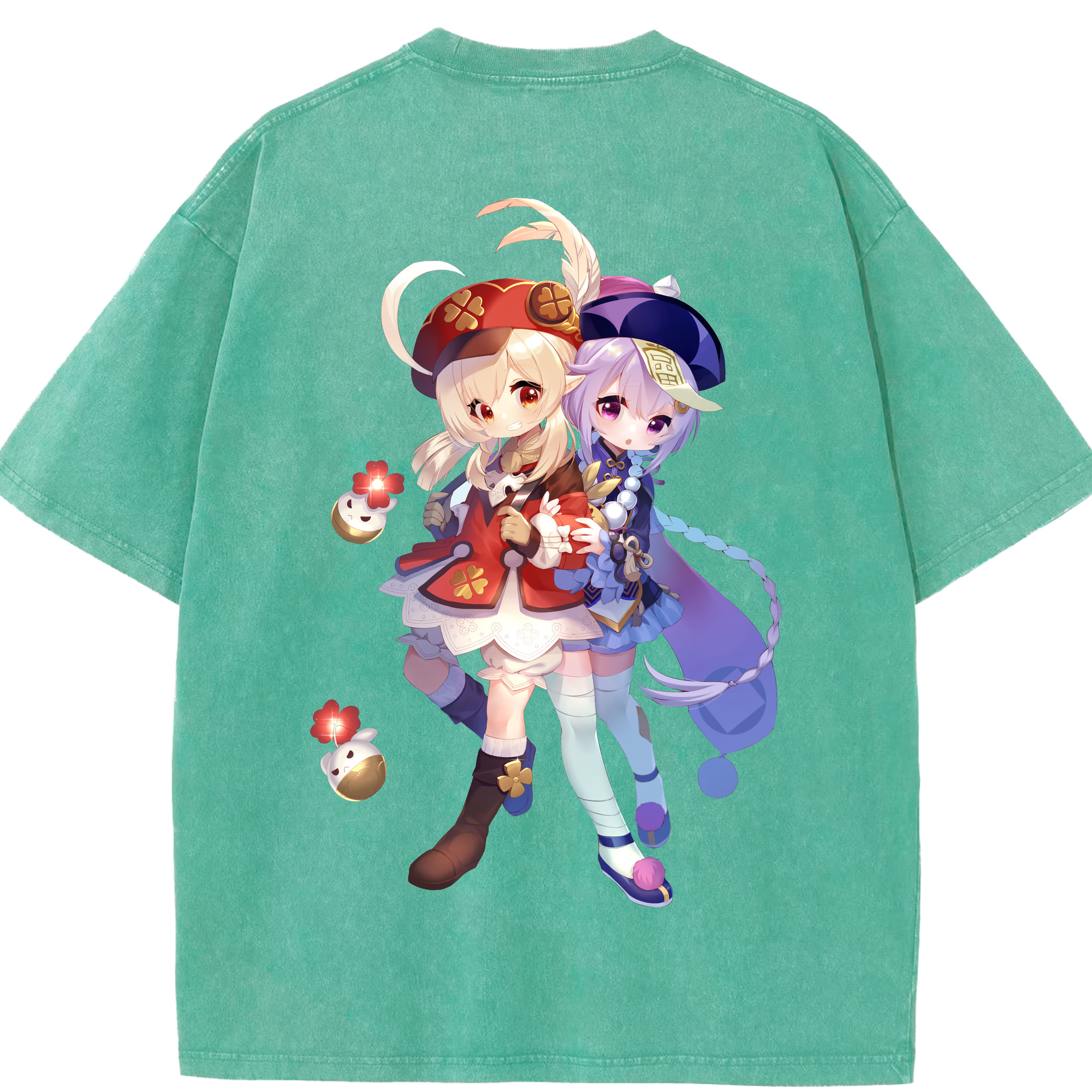 げんし神 七七 なな  genshin Nana 綿100% ヴィンテージ風 半袖Tシャツ（背面プリント）